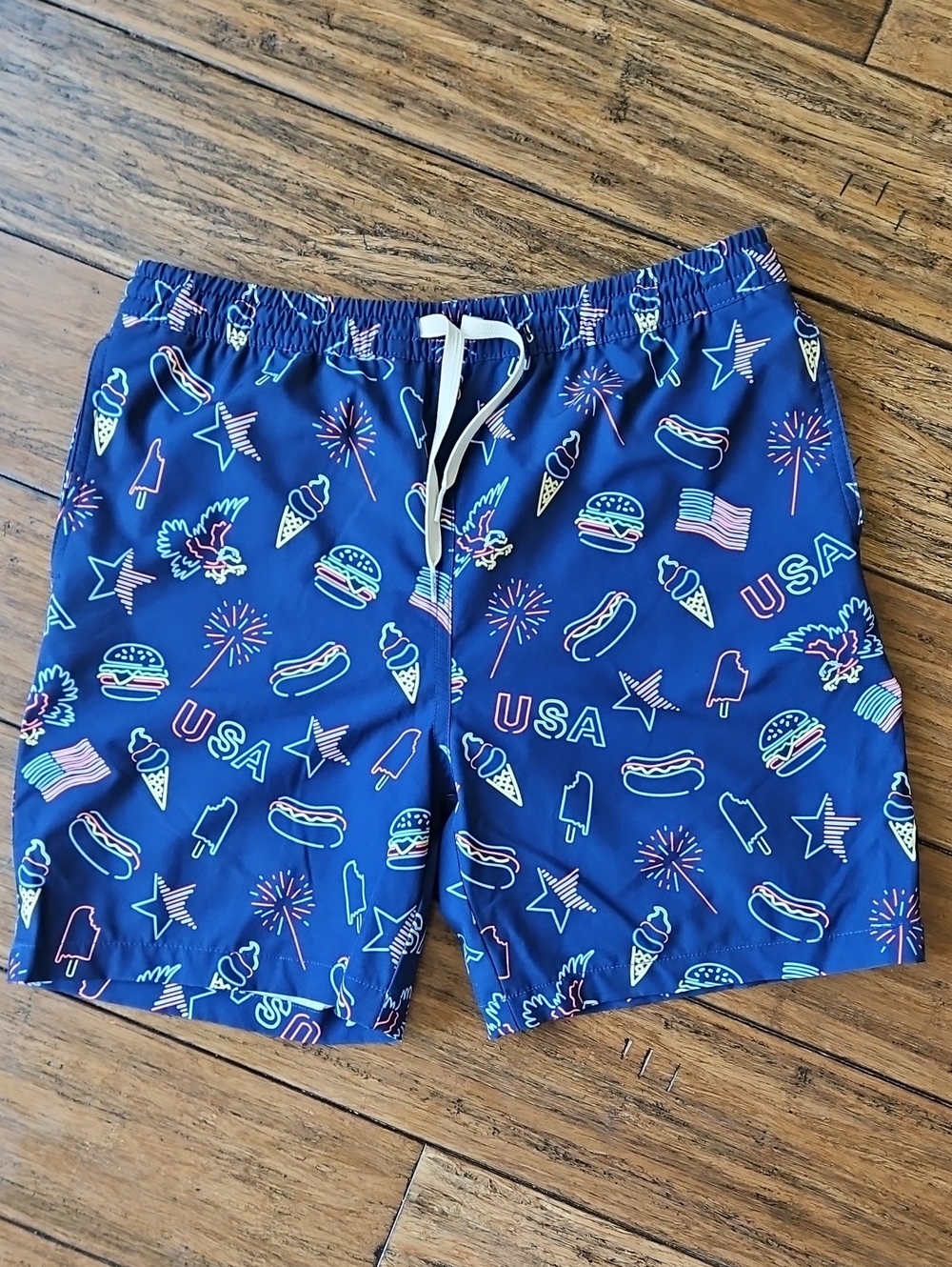 chubbies Boys Swim Shorts with Neon 4th Of July Print 14/16